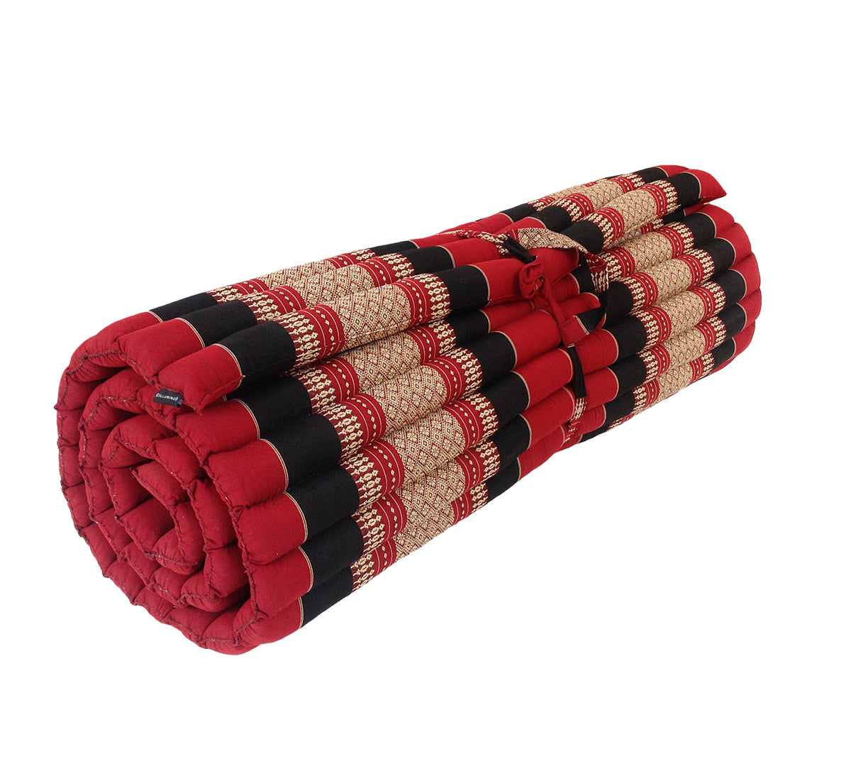 Thai Kapok XL Roll-Up Floor Mattress for Yoga, Massage & Meditation (Black and Red)