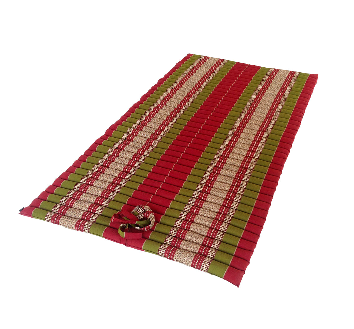 Thai Kapok XL Roll-Up Floor Mattress for Yoga, Massage & Meditation (Green and Burgundy)