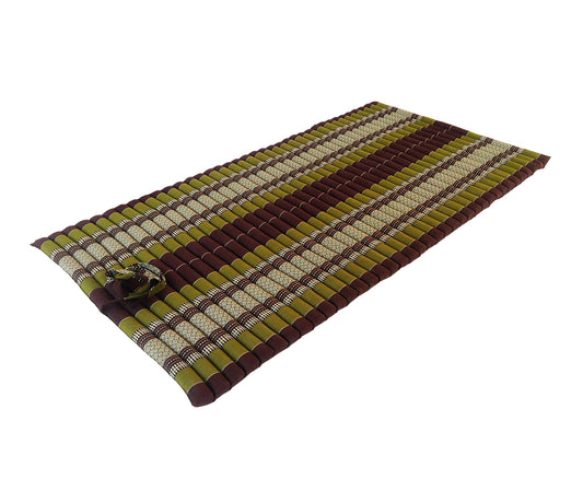 Thai Kapok XL Roll-Up Floor Mattress for Yoga, Massage & Meditation (Green and Brown)