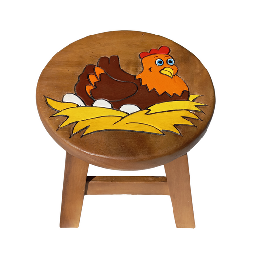 Child Wooden Booster Step Stool, Farmyard Hen