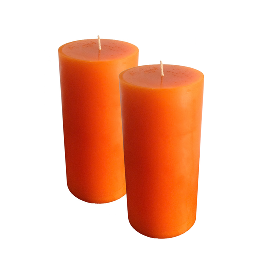 Orange Pillar Candle size 15 x 7cm, Pack of 2