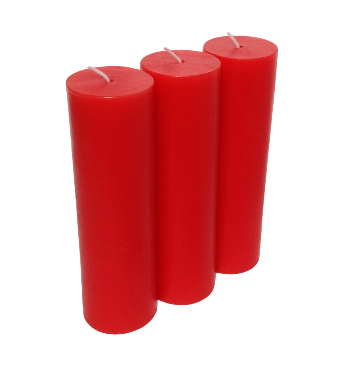 Red Pillar Candle size 15 x 4.3cm - Pack of 3