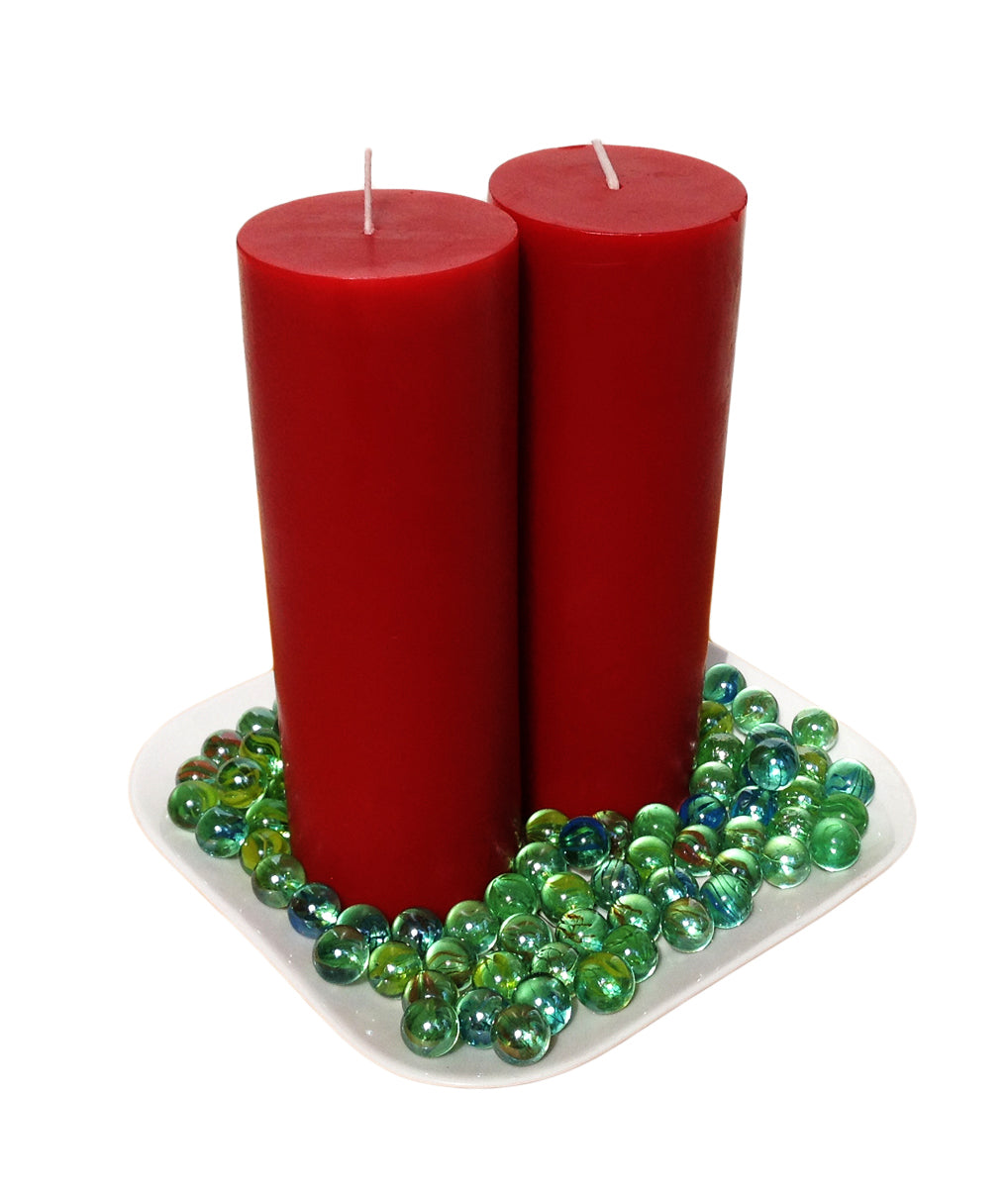 Wine Red Pillar Candle size 20 x 7cm - Pack of 2