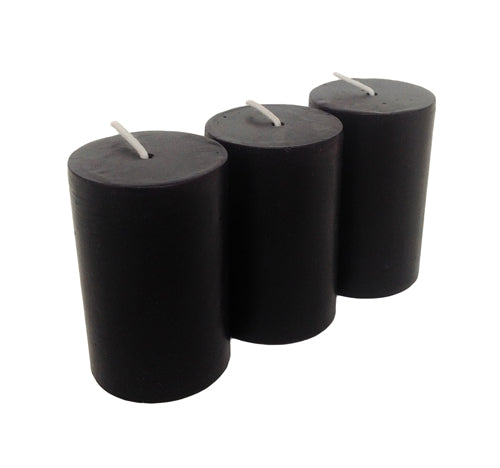Black Pillar Candles size 7 x 4.3cm - Pack of 3