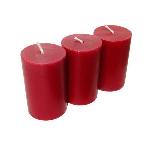 Burgundy Pillar Candles size 7 x 4.3cm - Pack of 3