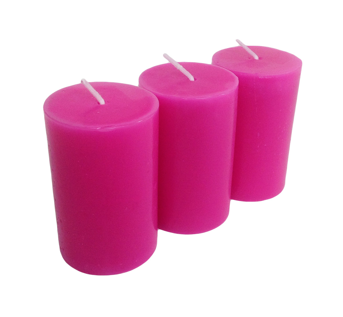 Hot Pink Pillar Candles size 7 x 4.3cm - Pack of 3
