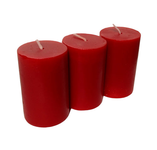 Wine Red Pillar Candles size 7 x 4.3cm - Pack of 3
