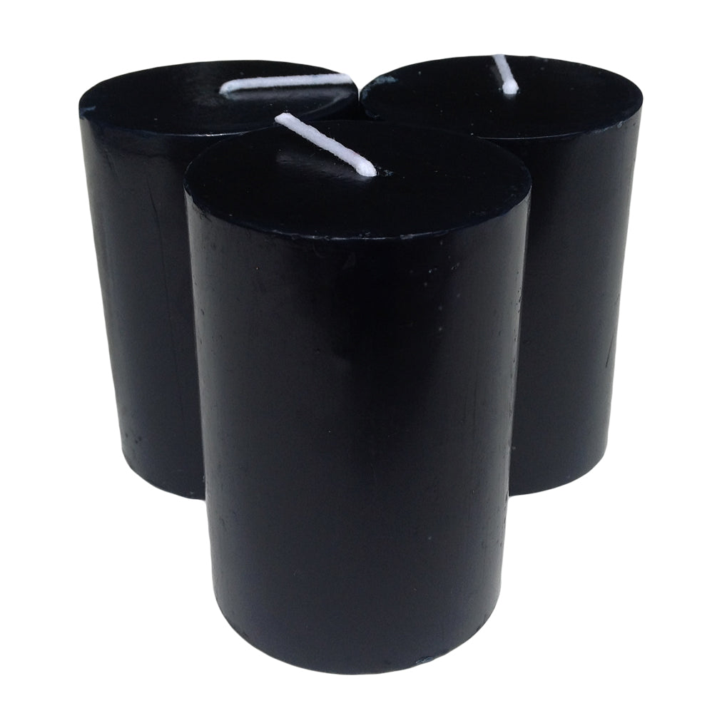 Black Pillar Candle size 8 x 5.5cm - Pack of 3