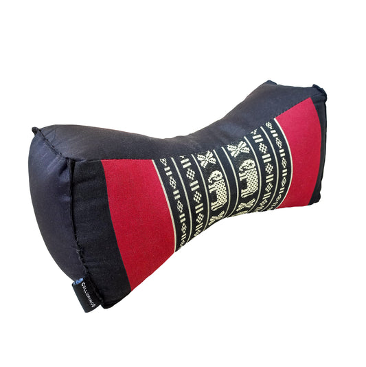 Kapok Chinese Neck Support Pillow ~ Red Black Elephants