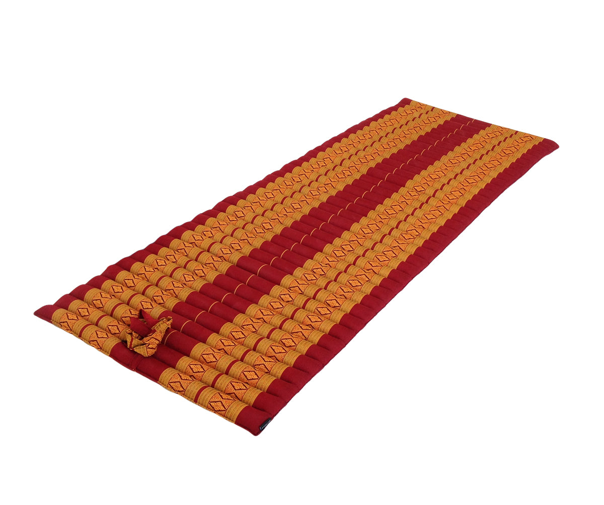 Thai Kapok Roll Up Floor & Topper Mattress – Medium 200 × 80cm - Copper & Burgundy