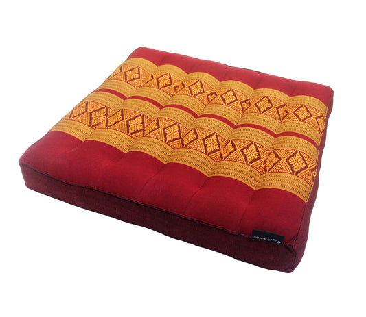 Thai Kapok Meditation Floor Cushion 40cm | Firm Yoga & Prayer Seat (Copper and Burgundy)