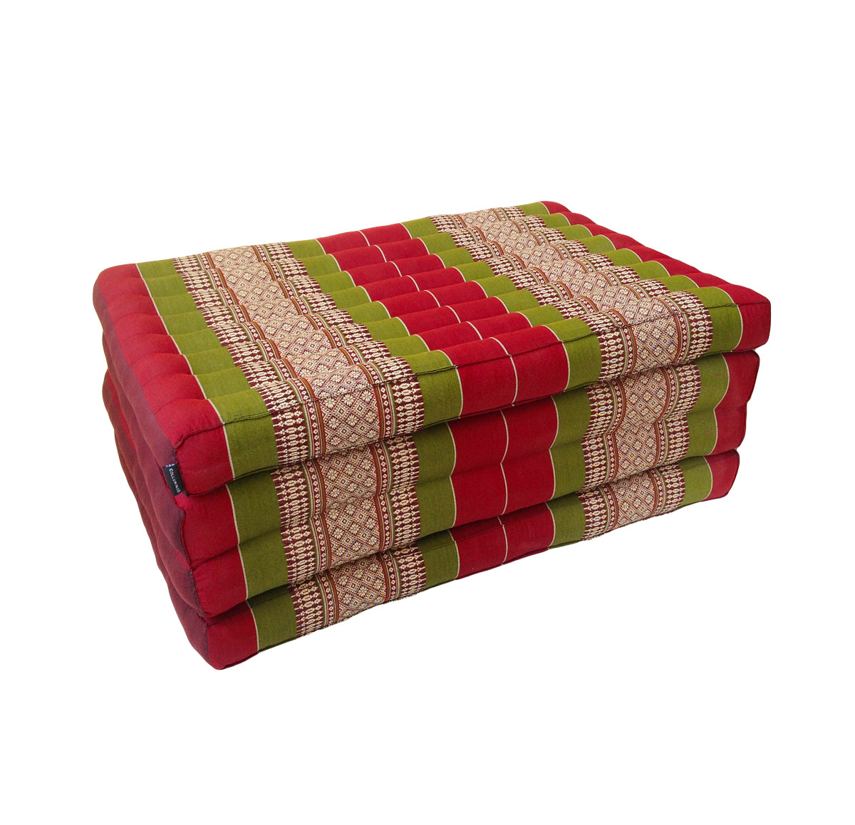 Thai Kapok Folding Floor Mattress – Single (200 × 80 cm) Natural Firm Support for Yoga, Meditation, Massage & Guest Bed, Indoor & Outdoor Use (Green and Burgundy)