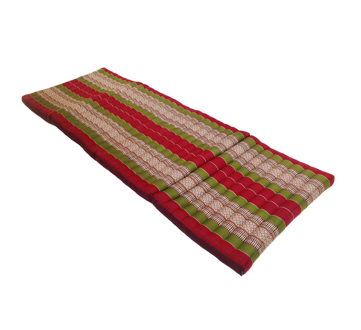 Thai Kapok Folding Floor Mattress – Single (200 × 80 cm) Natural Firm Support for Yoga, Meditation, Massage & Guest Bed, Indoor & Outdoor Use (Green and Burgundy)