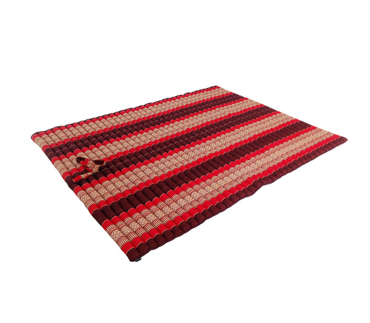 Thai Kapok XXL Roll-Up Double Floor Mattress for Yoga, Massage and Meditation (Red and Maroon)