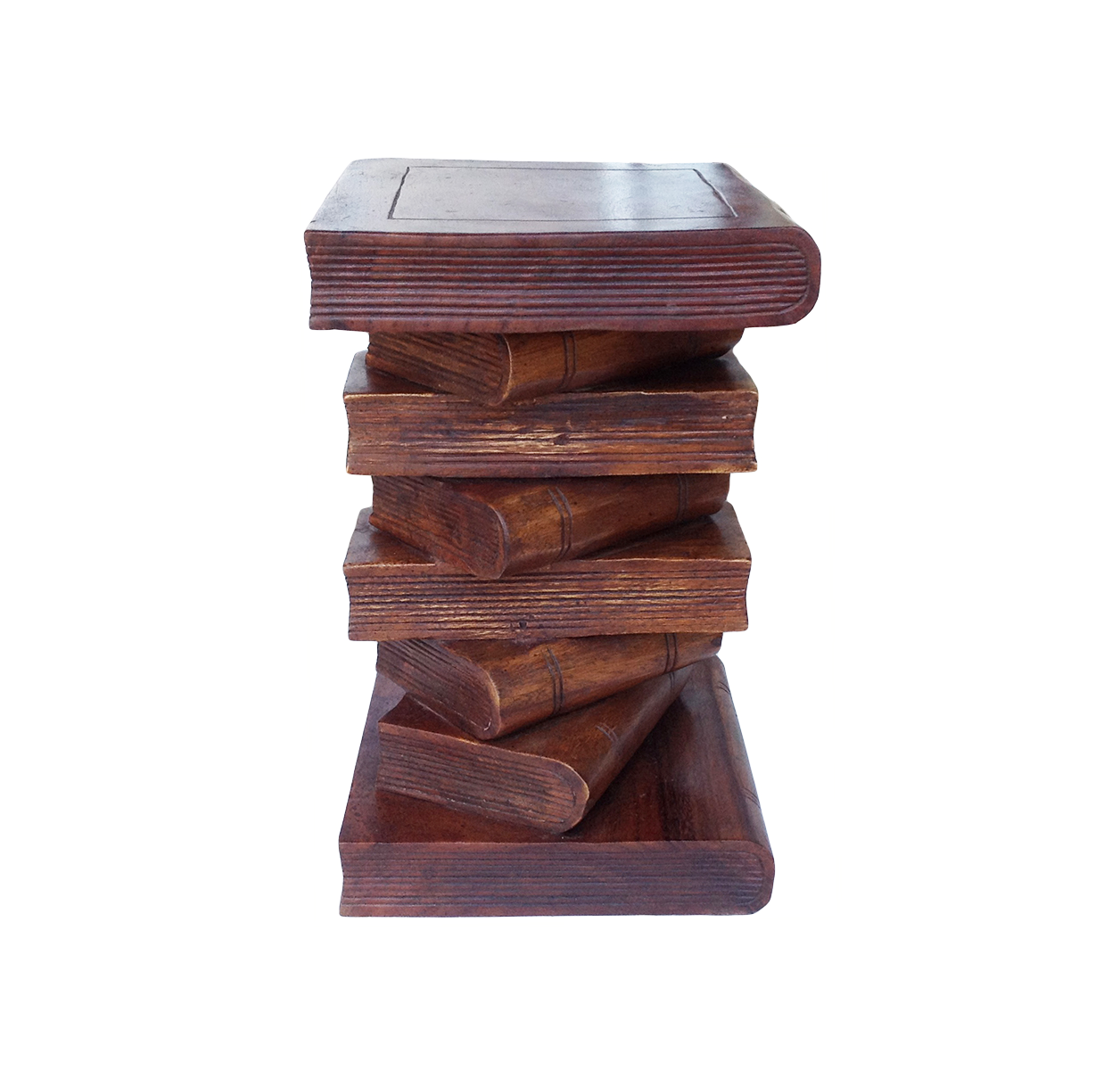 Collumino 20” (51cm) Solid Suar Wood Book Stack Side Table – Caramel Brown End Table & Accent Stool