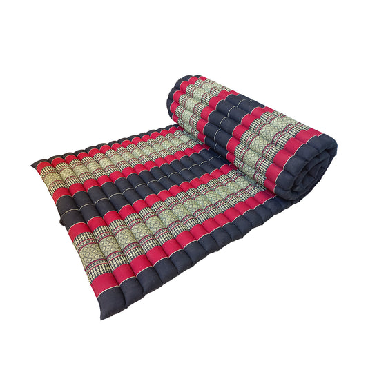 Thai Kapok Roll Up Floor & Topper Mattress – Medium 200 × 80cm - Red & Black