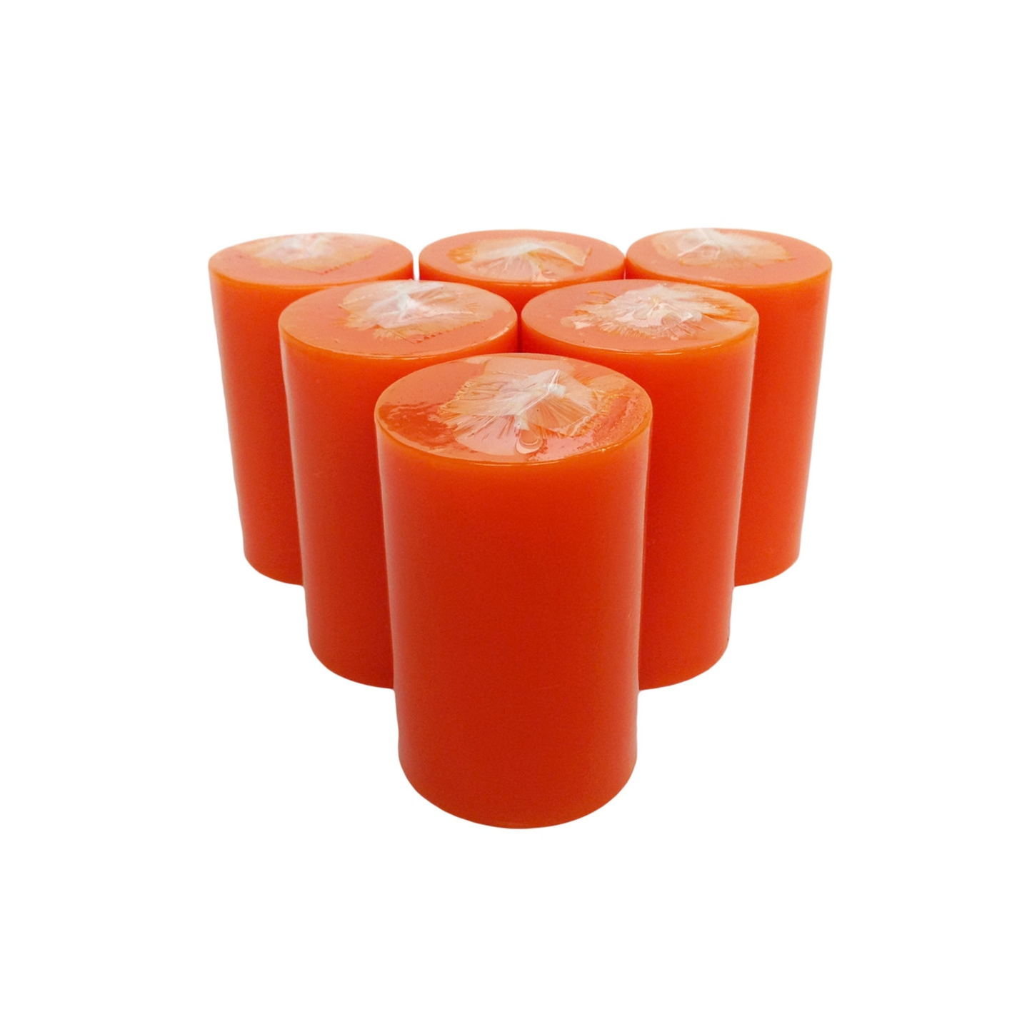 Orange Pillar Candles size 7 x 4.3cm - Pack of 6