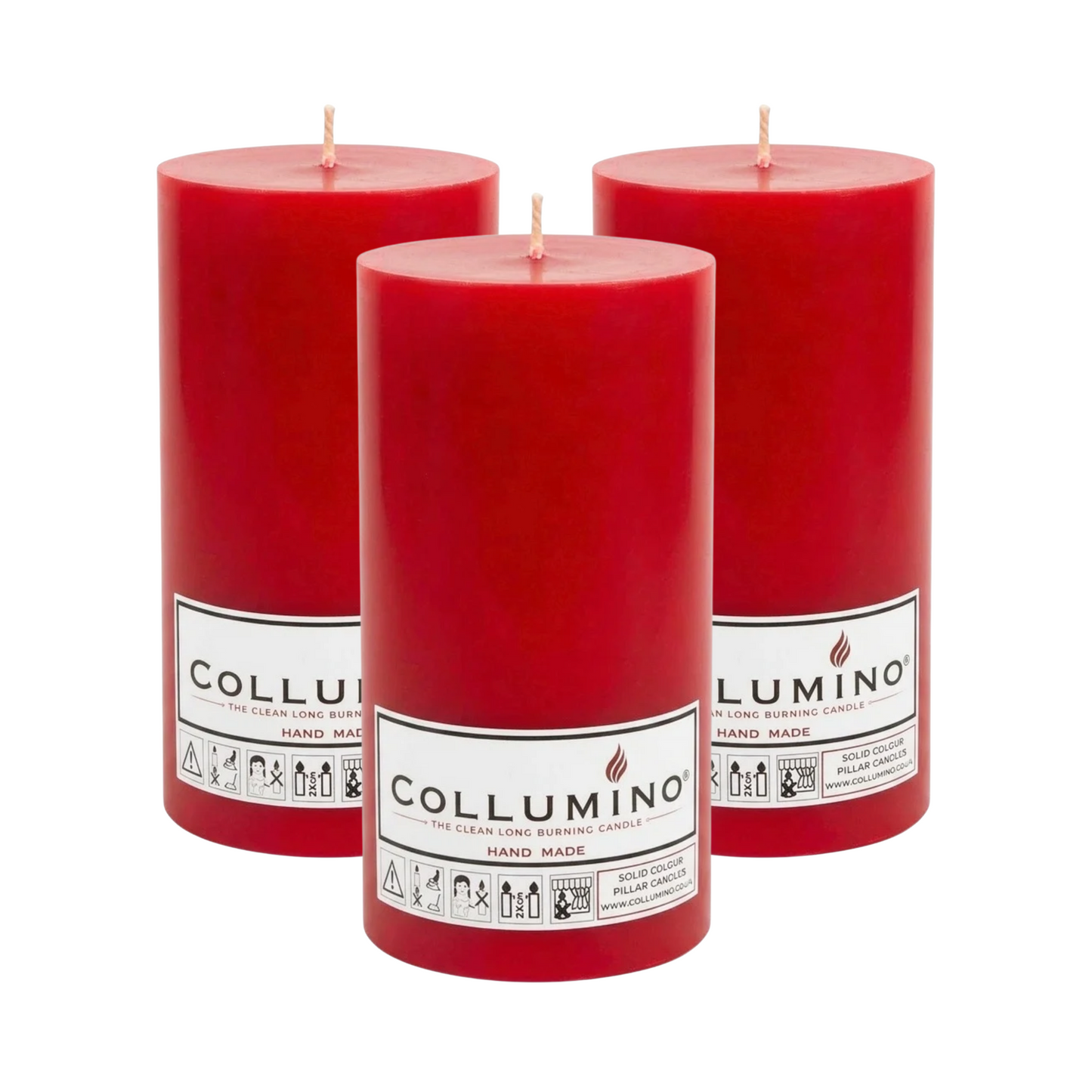Red Pillar Candle size 15 x 7cm - Pack of 3