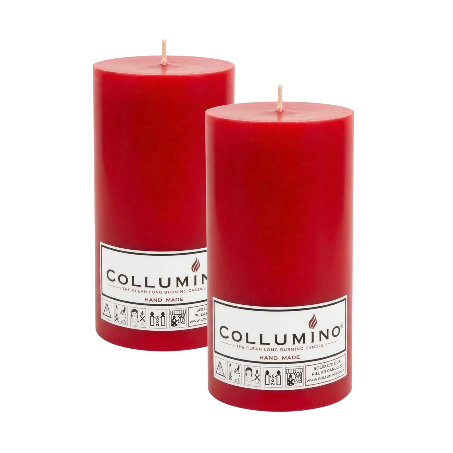 Red Pillar Candle size 15 x 7cm - Pack of 2
