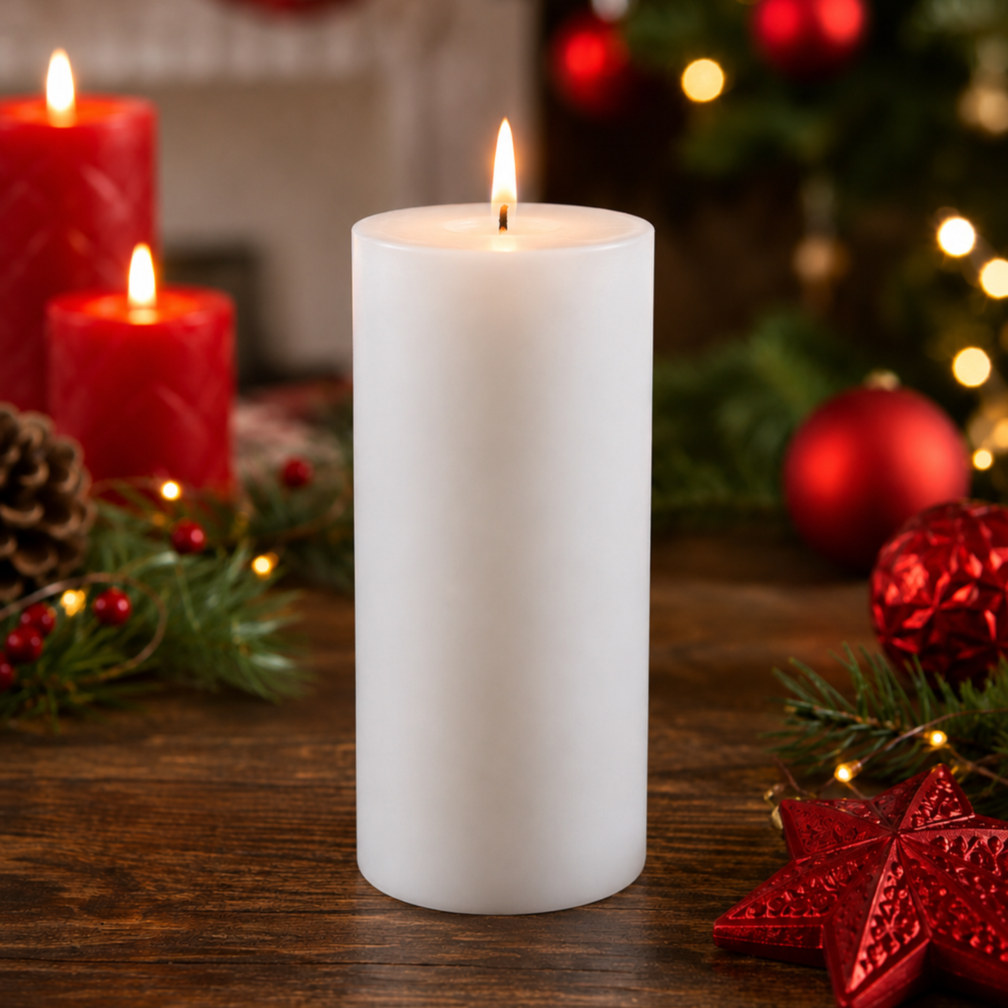 White Pillar Candle size 15 x 7cm - Pack of 2
