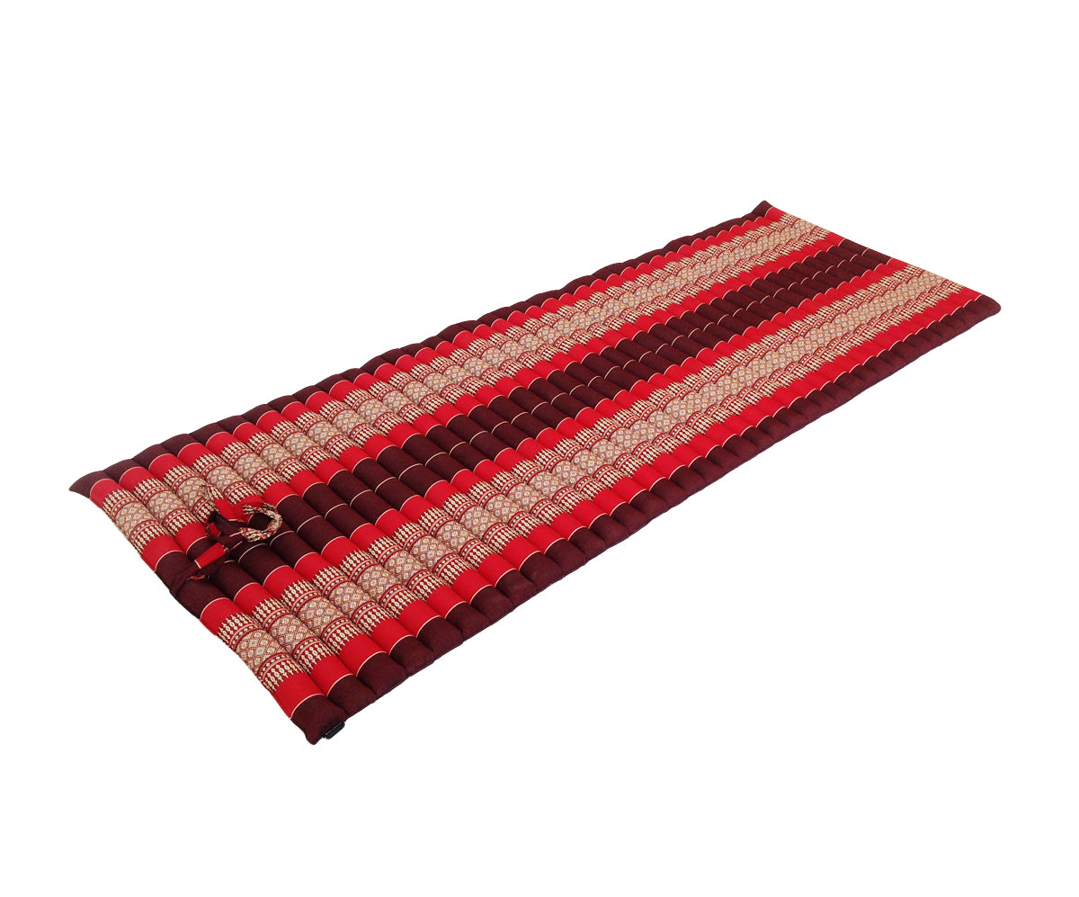 Thai Kapok Roll Up Floor & Topper Mattress – Medium 200 × 80cm - Red Maroon