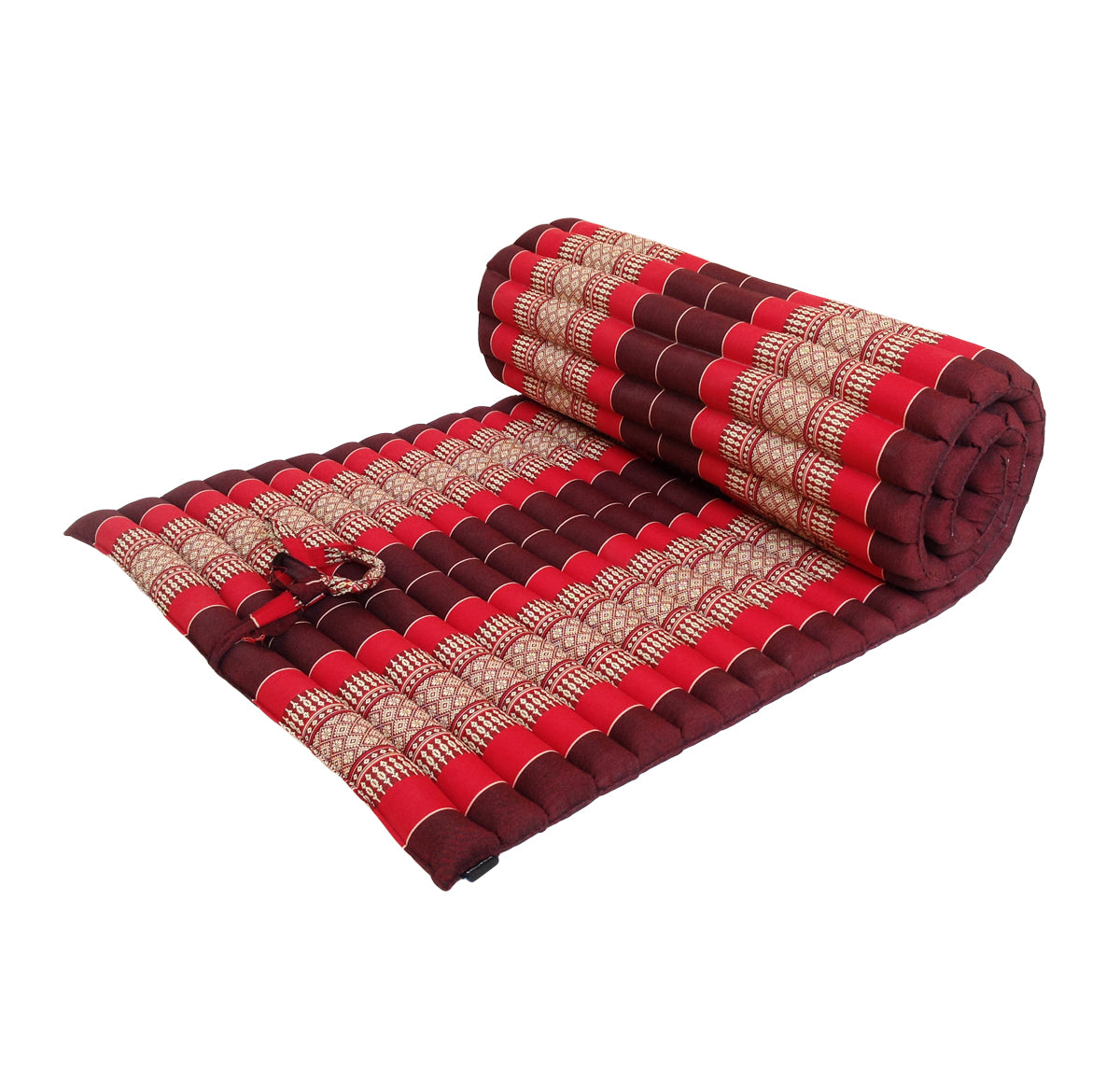 Thai Kapok Roll Up Floor & Topper Mattress – Medium 200 × 80cm - Red Maroon