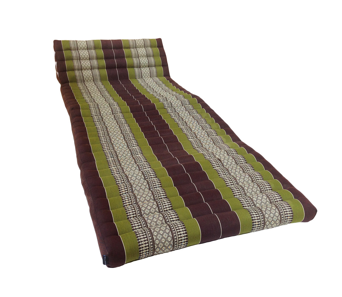 Thai Kapok Extra-Wide 3-Fold Floor Cushion Recliner Futon Set – Green & Brown