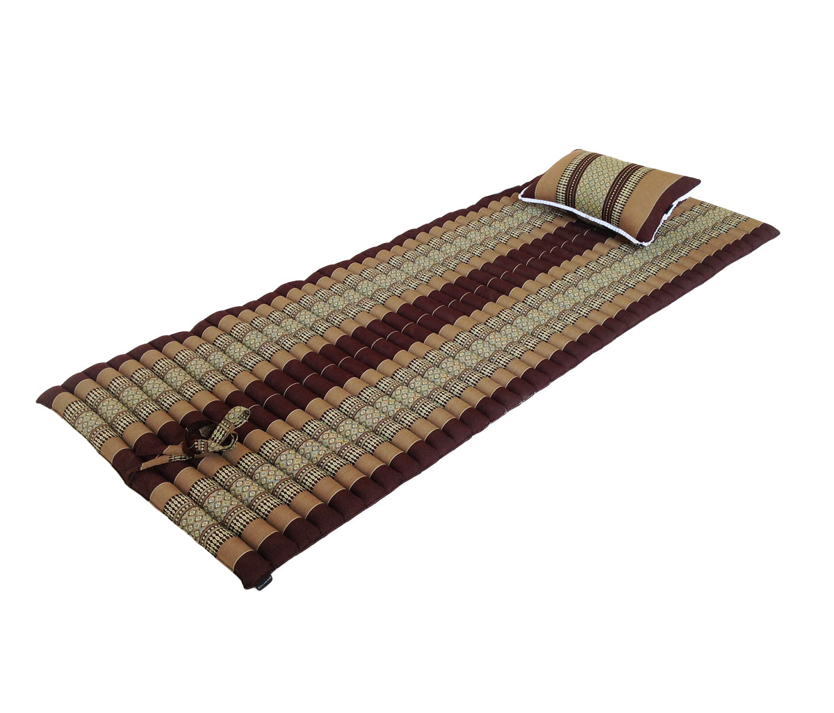 Thai Kapok Roll Up Floor & Topper Mattress & Pillow Set – Medium (200 × 80cm) - Brown