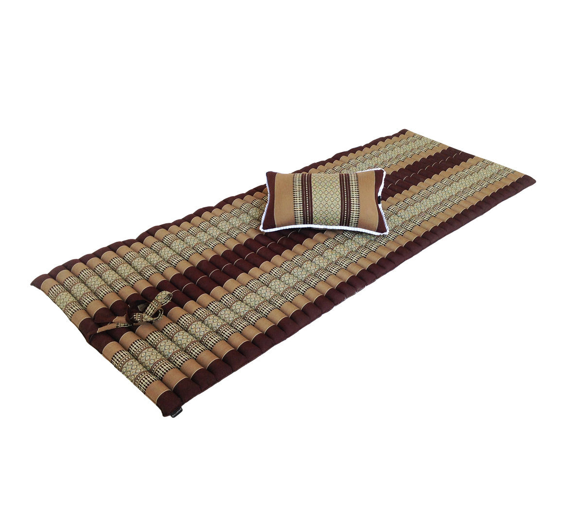 Thai Kapok Roll Up Floor & Topper Mattress & Pillow Set – Medium (200 × 80cm) - Brown