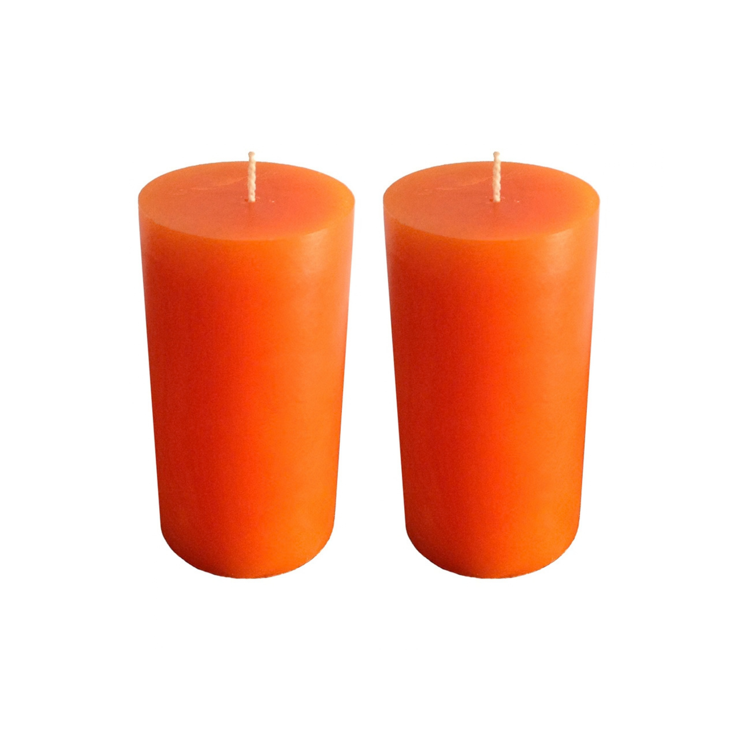 Orange Pillar Candle size 10 x 5.5cm - Pack of 2