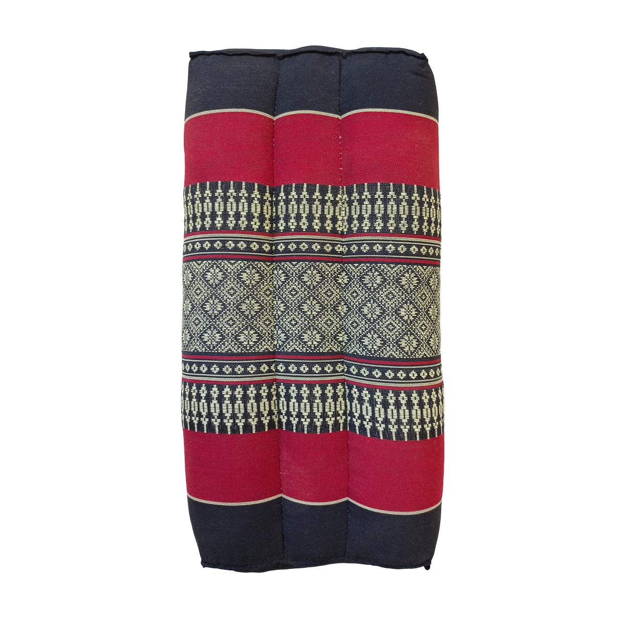 Thai Kapok Yoga & Meditation Cushion Support Block (35 × 15 × 10cm) – Natural Kapok Meditation Seat & Yoga Bolster by Collumino (Red & Black)