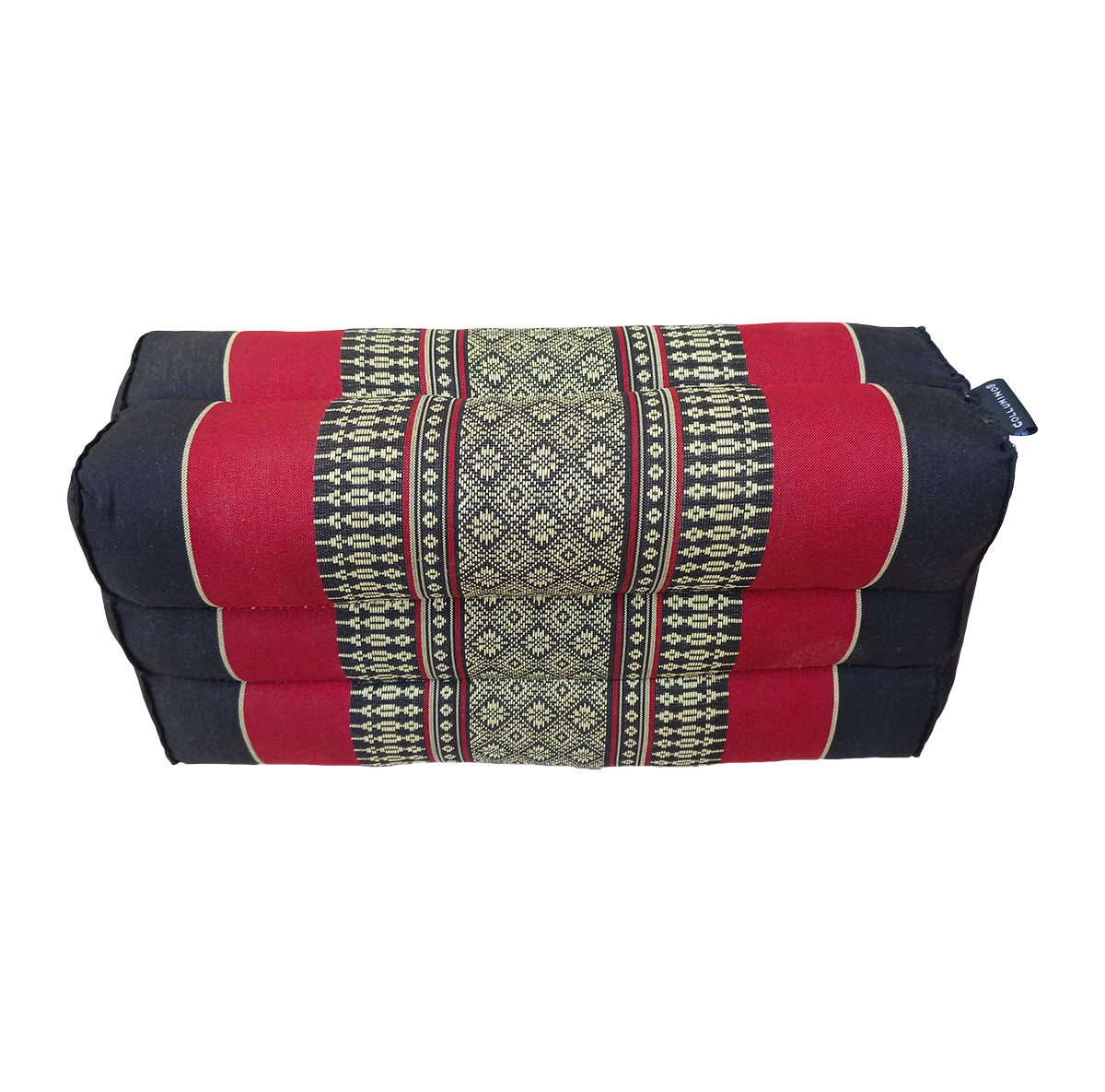 Thai Kapok Yoga & Meditation Cushion Support Block (35 × 15 × 10cm) – Natural Kapok Meditation Seat & Yoga Bolster by Collumino (Red & Black)
