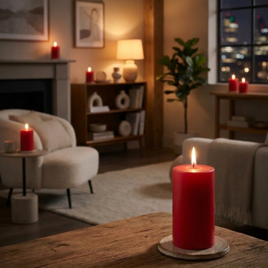 Red Pillar Candle size 10 x 5.5cm - Pack of 6