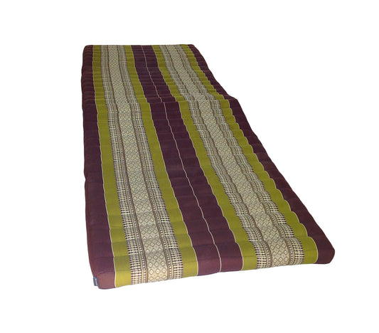 Thai Kapok Folding Floor Mattress – Single (200 × 80 cm) Natural Firm Support for Yoga, Meditation, Massage & Guest Bed, Indoor & Outdoor Use (Green and Brown)