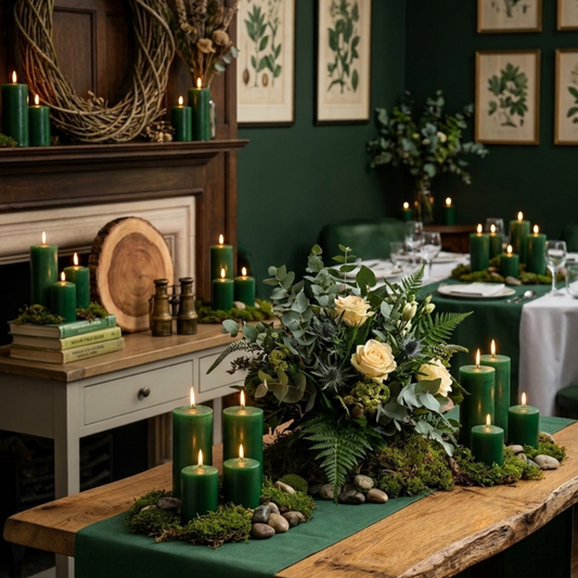 Round Pillar Candle 10 x 7cm Forest Green