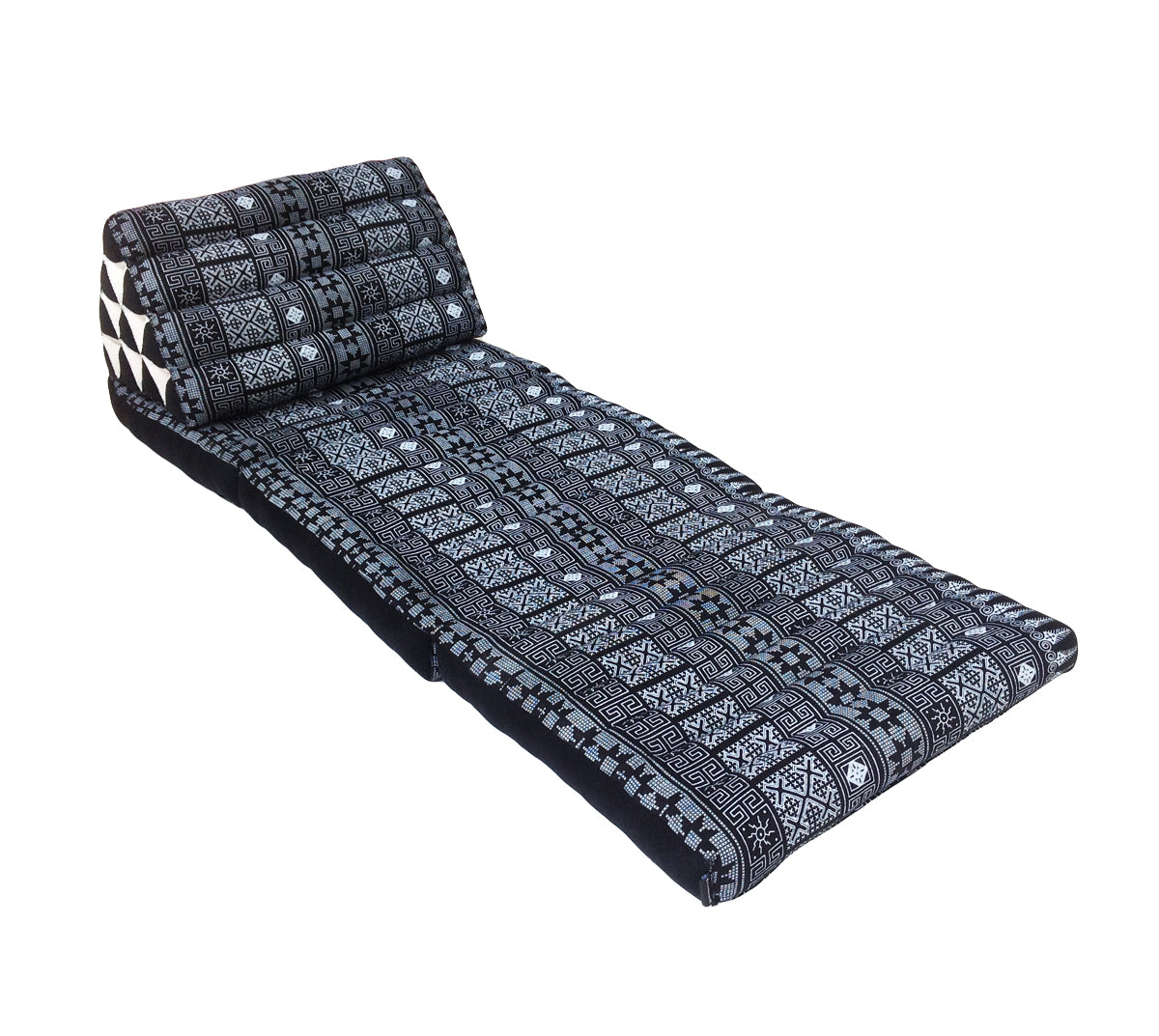 Thai Kapok 3 Fold Mattress with Triangle Cushion ~ Black Batik