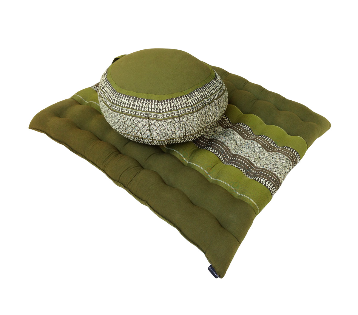 Thai Kapok Zafu and Zambutan Meditation Cushion Set B (Green)