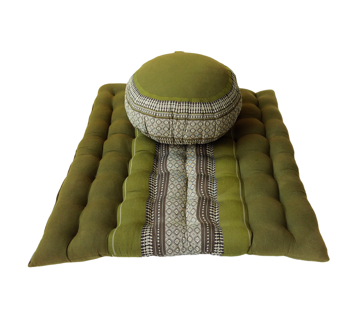 Thai Kapok Zafu and Zambutan Meditation Cushion Set B (Green)