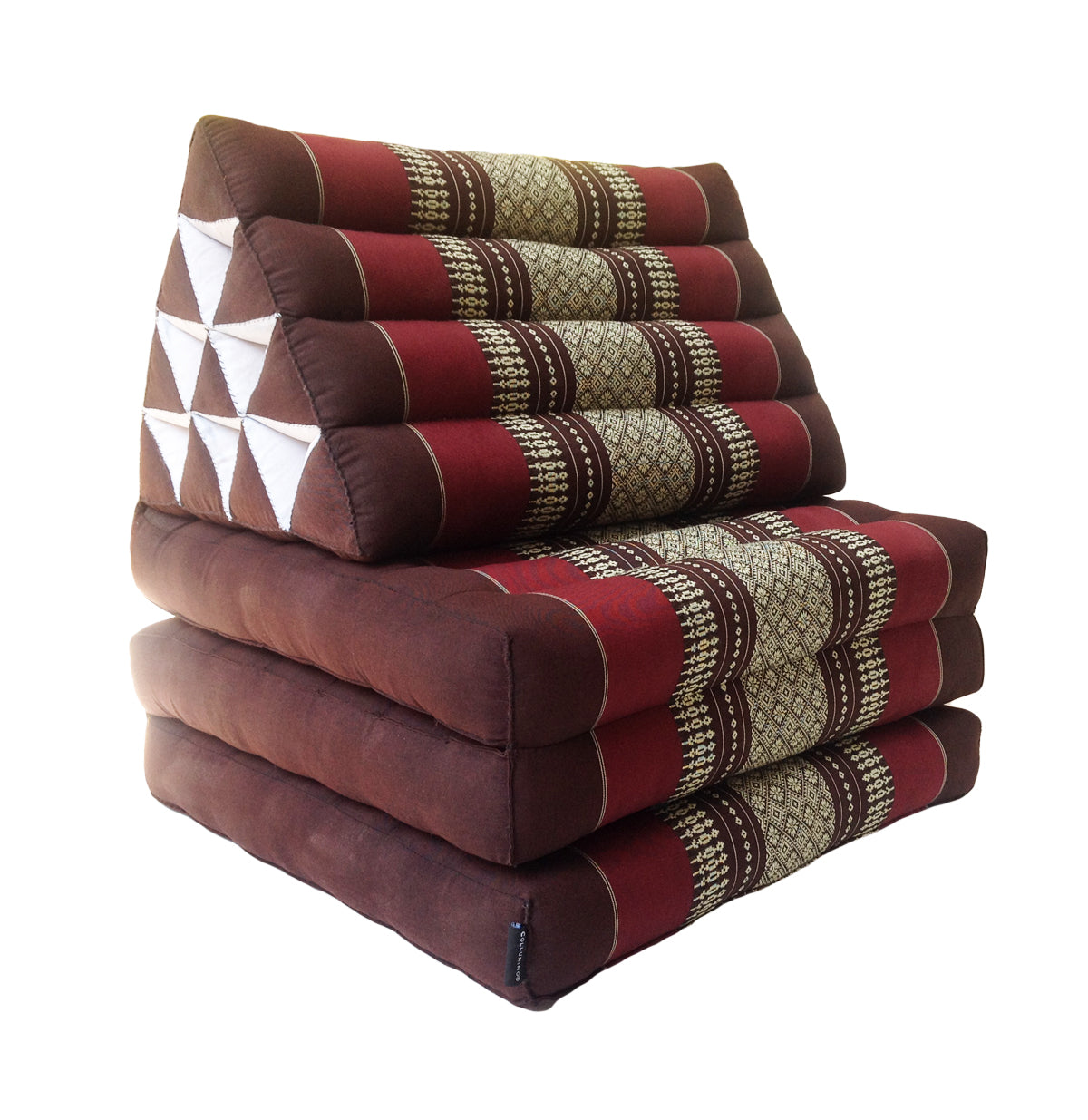 Thai Kapok 3 Fold Mattress with Triangle Cushion ~ Burgundy, Brown