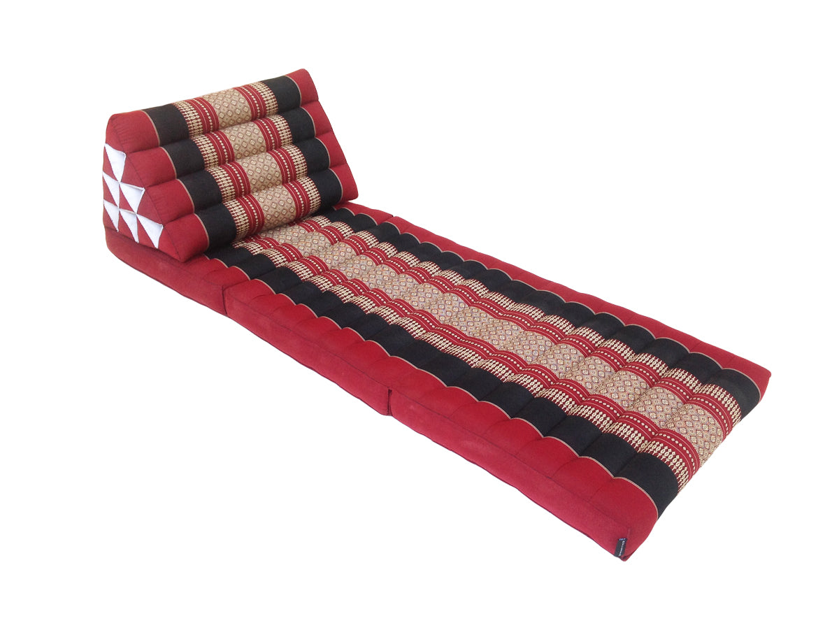 Thai Kapok 3 Fold Mattress with Triangle Cushion ~ Black, Red