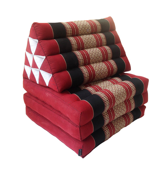 Thai Kapok 3 Fold Mattress with Triangle Cushion ~ Black, Red