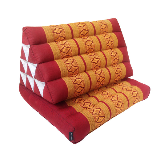 Thai Kapok 1 Fold Meditation Seat with Triangle Cushion ~ Copper Burgundy