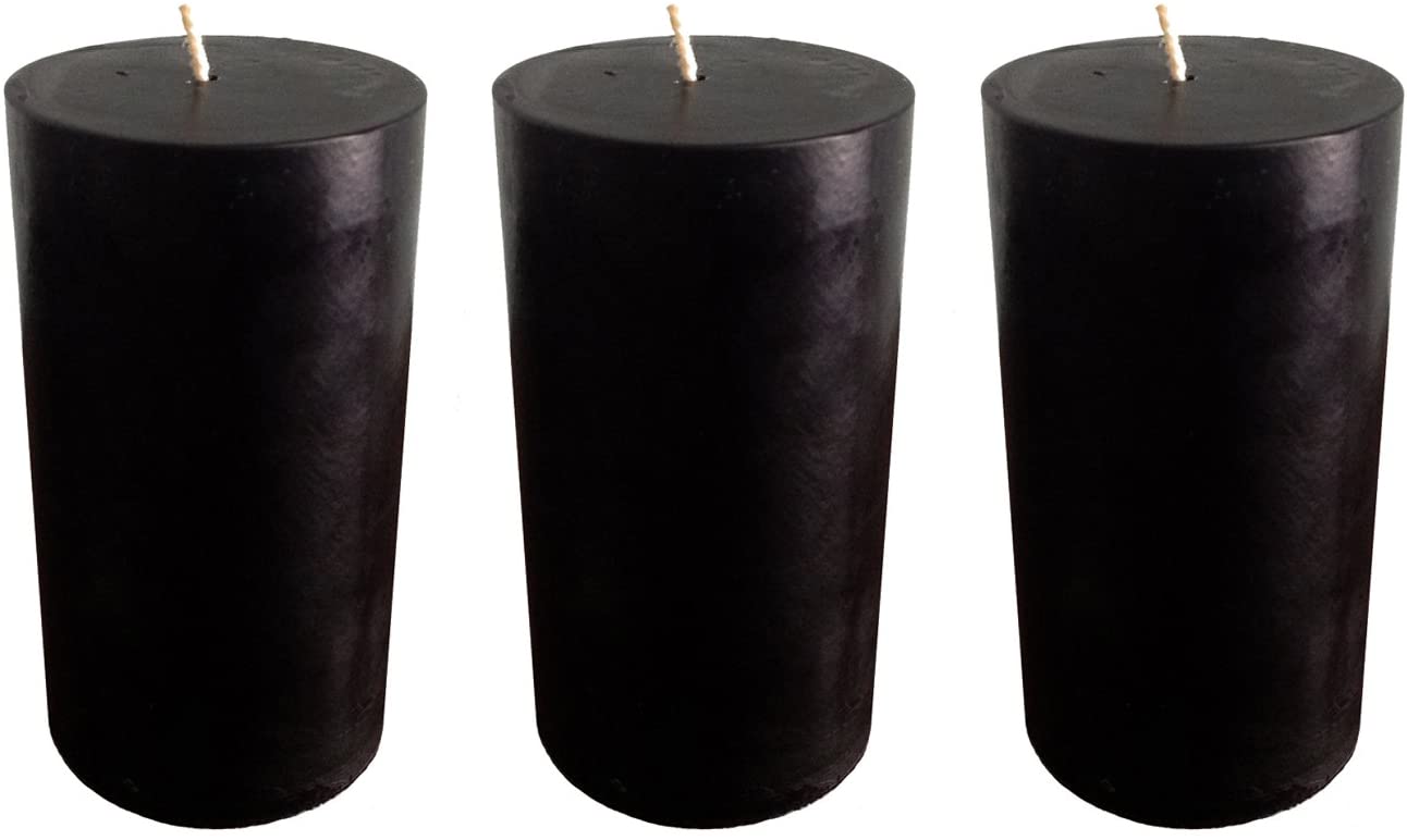 Black Pillar Candle size 10 x 5.5cm - Pack of 3