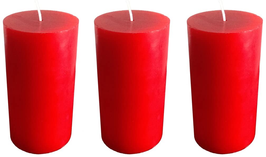 Red Pillar Candle size 10 x 5.5cm - Pack of 3