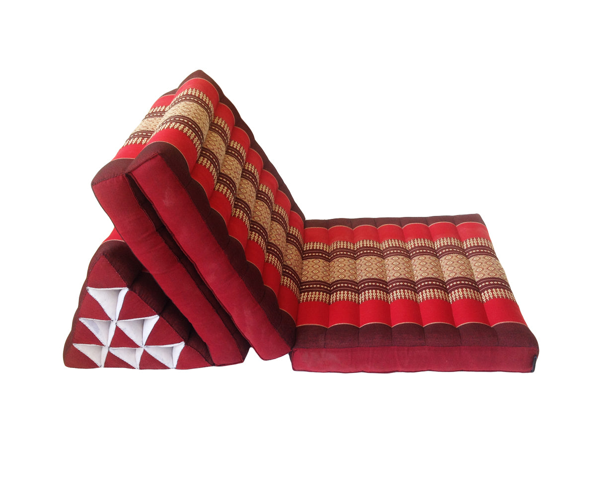 Thai Kapok 3 Fold Mattress with Triangle Cushion (Red, Maroon)