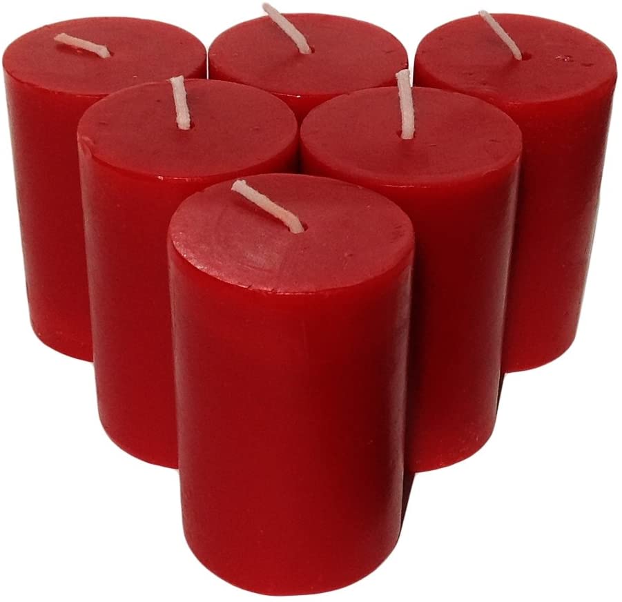 Wine Red Pillar Candles size 7 x 4.3cm - Pack of 6