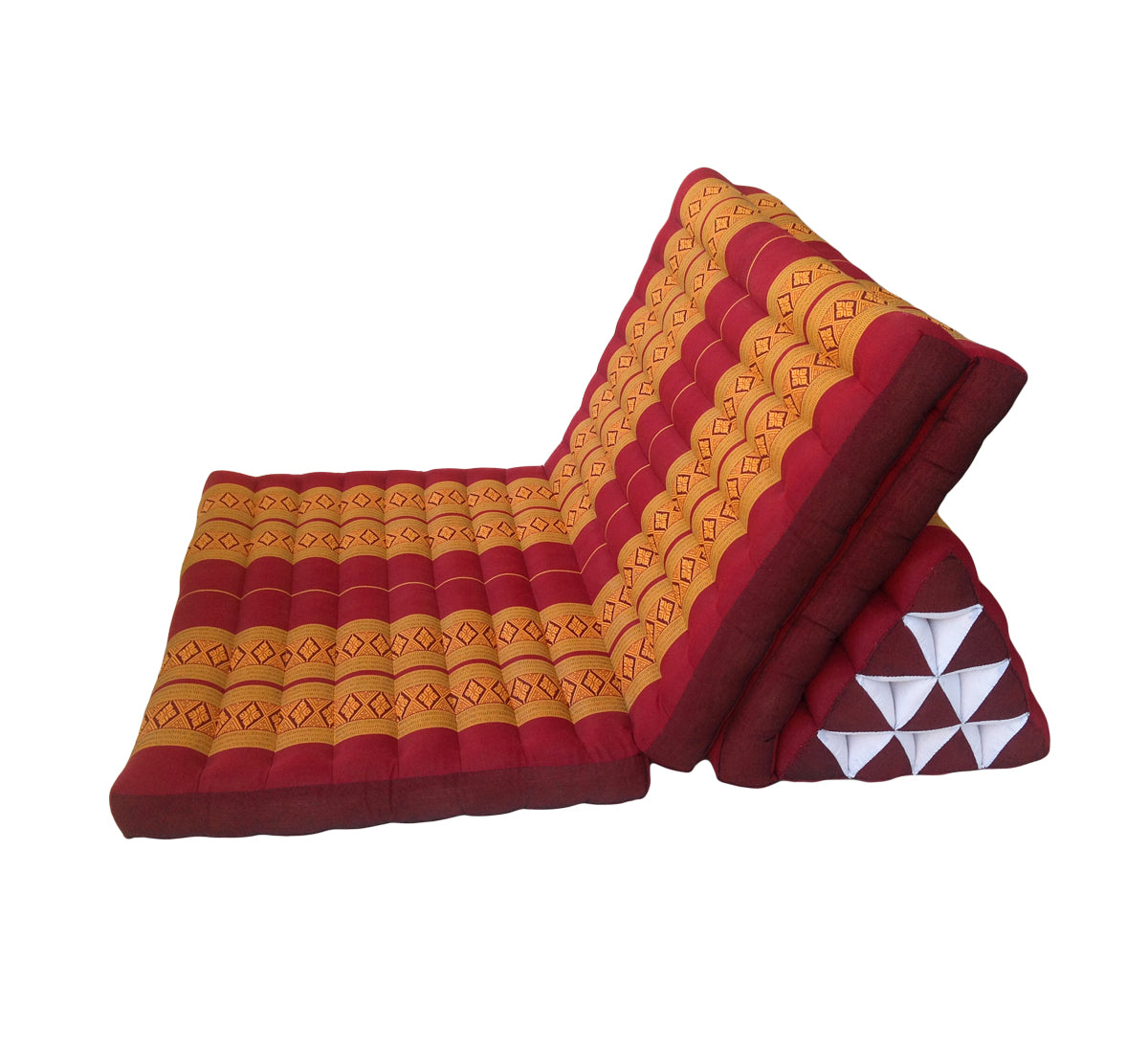Thai Kapok Extra Wide 3 Fold Mattress with Triangle Cushion (Copper Burgundy)