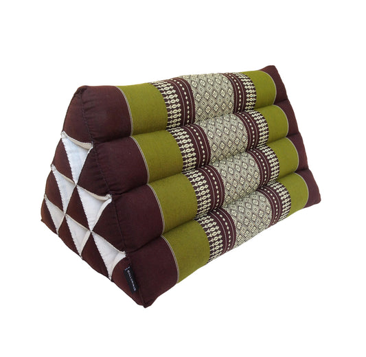 Thai Kapok Triangle Recliner Cushion ~ Green Brown