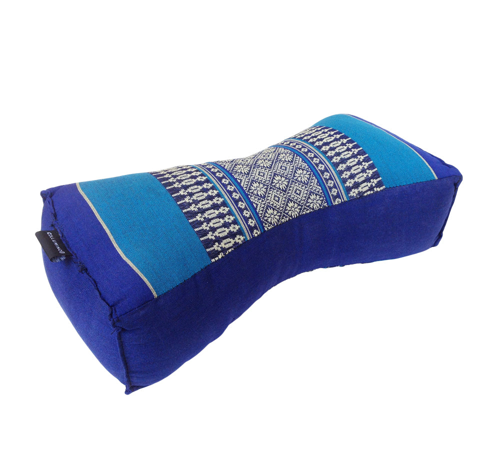 Kapok Chinese Neck Support Pillow ~ Light Blue Dark Blue