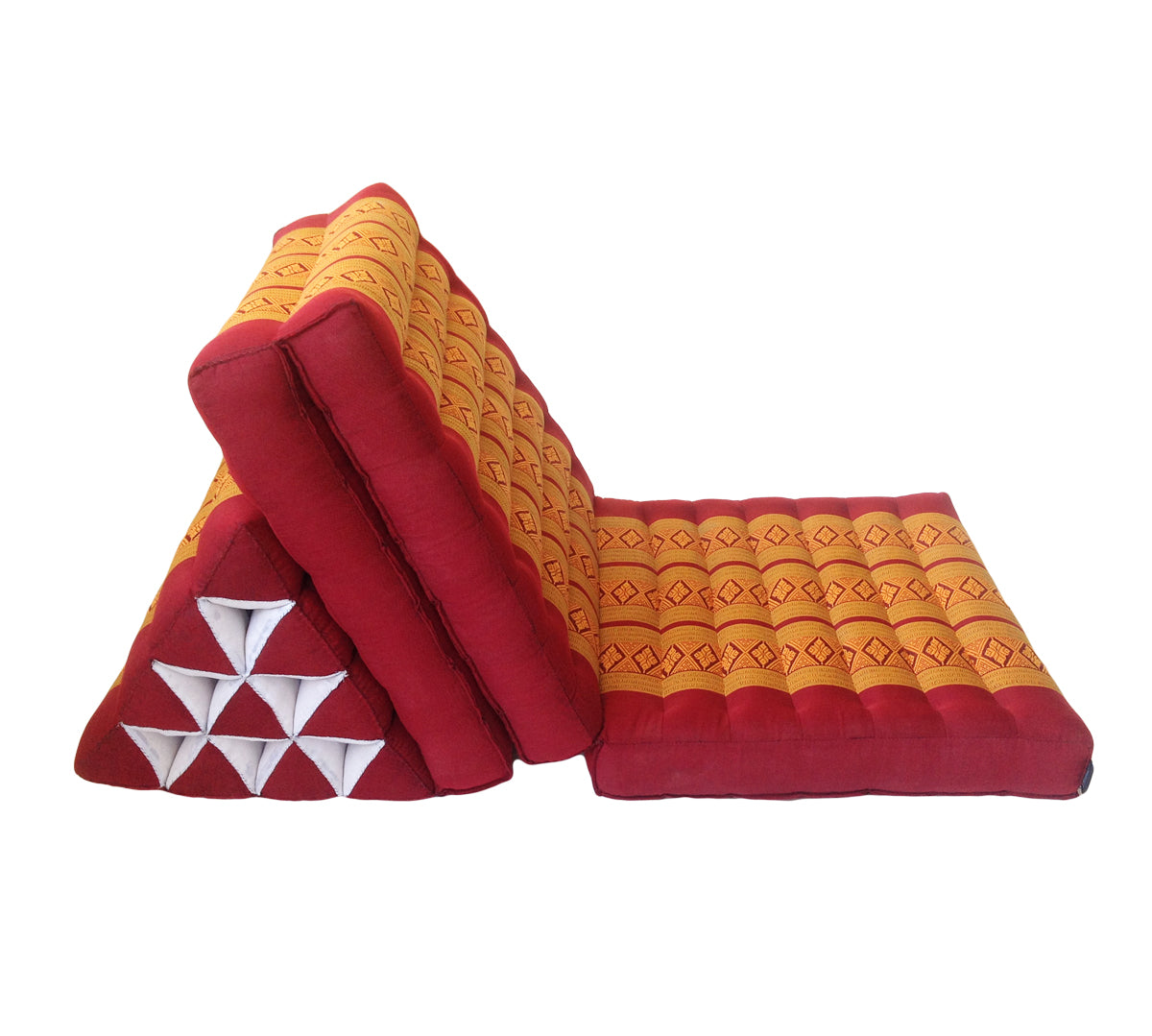 Thai Kapok 3 Fold Mattress with Triangle Cushion (Copper Burgundy)